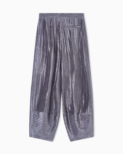 Giorgio Armani Blue Wide Pleated Silk Trousers