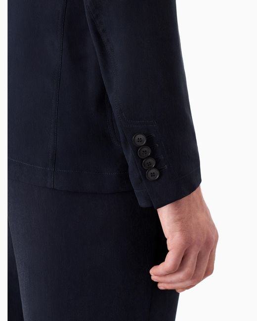 Giorgio Armani Blue Cupro Jacket With A Single-Breasted Two-Button Design Icon for men