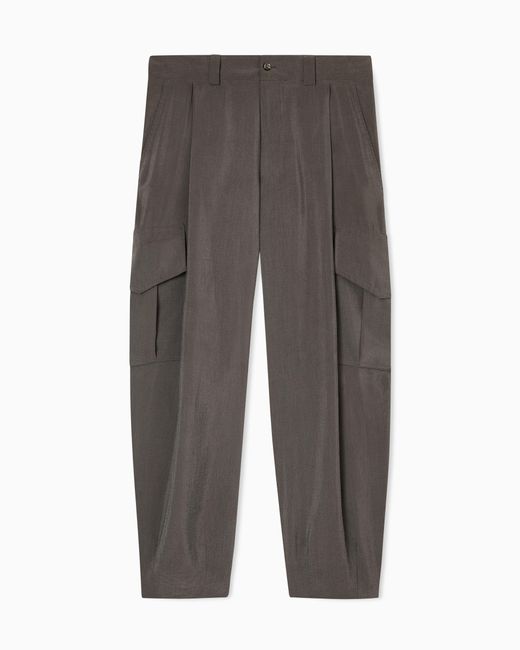 Pantalones Con Una Pinza En Mezcla De Seda Lavada Giorgio Armani de hombre de color Gray