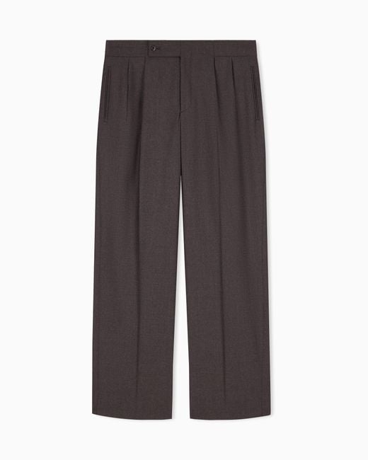Giorgio Armani Brown Oversized Double Pleat Trousers for men