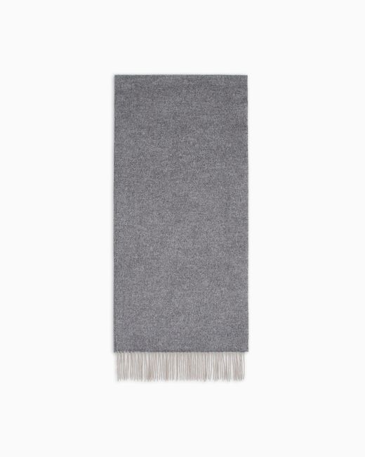 Giorgio Armani Gray Cashmere Scarf With Embroidered Logo for men