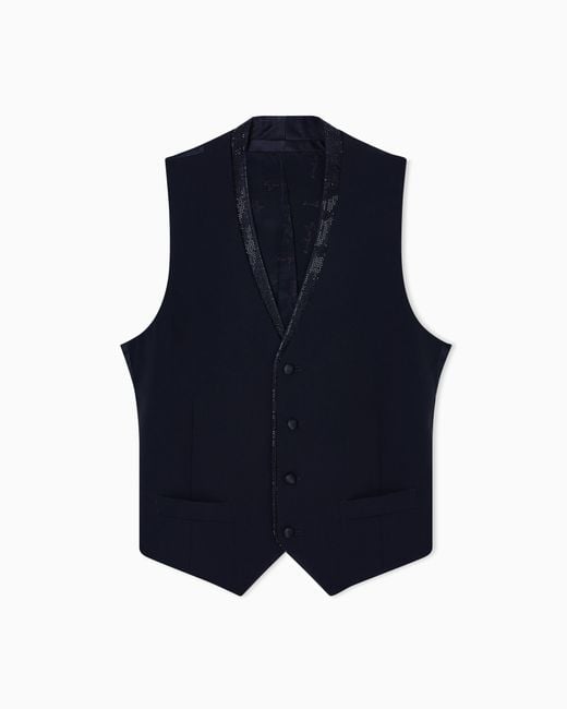 Giorgio Armani Blue Single-Breasted Waistcoat for men