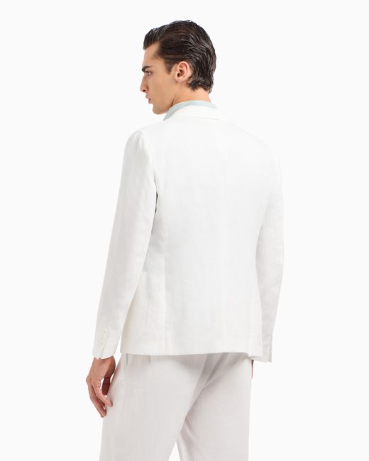 Giorgio Armani Einreihiges Sakko Der Upton-Linie Aus Reinem Leinen-Canvas in White für Herren