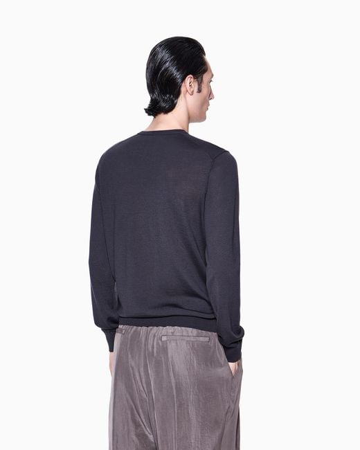 Giorgio Armani Blue Crew Neck Jumper for men