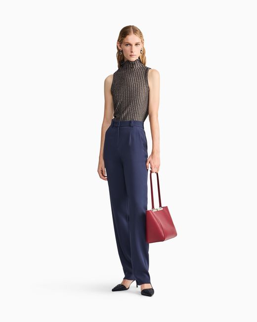Giorgio Armani Blue Trouser Regular Fit Straight Flat Front