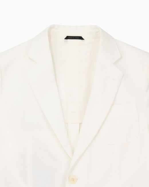 Giorgio Armani White Linen Jacket With Two-Button Closure And Patch Pockets for men