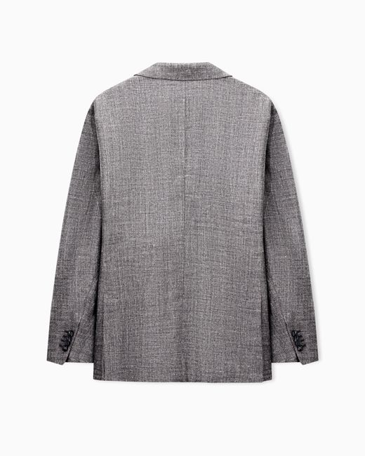 Giorgio Armani Gray Silk And Linen Double-Breasted Jacket for men