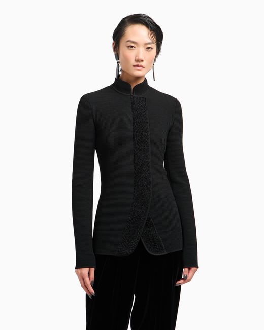 Giorgio Armani Black Viscose Ottoman Single-Breasted Jacket