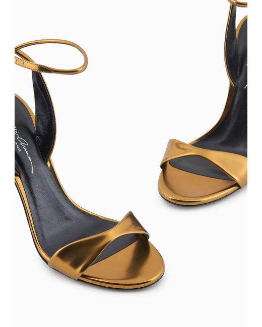 Giorgio Armani White Lamé-leather Heeled Sandals