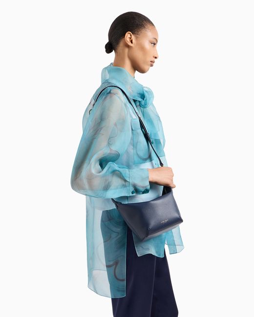 Giorgio Armani Blue Small La Prima Soft Hobo Bag