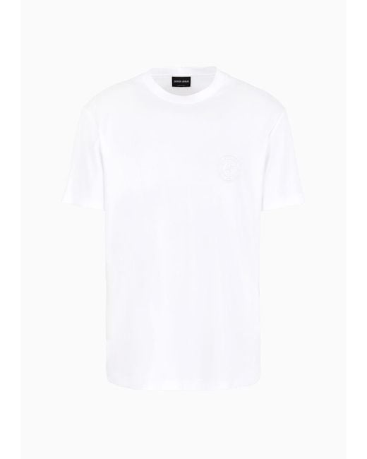 Giorgio Armani T-shirt Mit Rundhalsausschnitt Aus Reinem Baumwoll-interlock in White für Herren