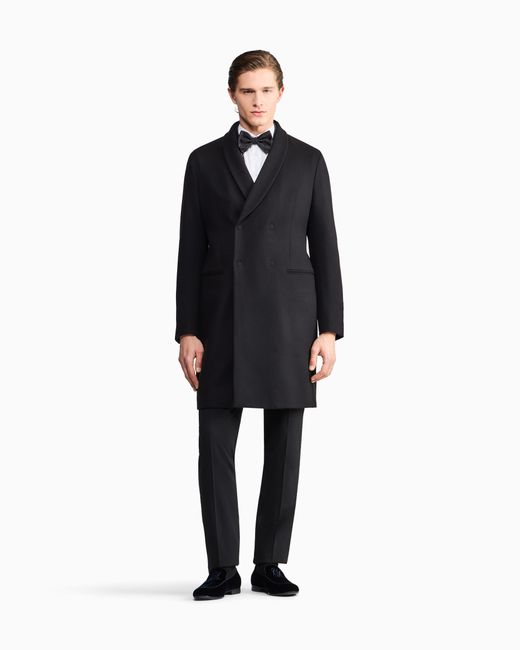 Giorgio Armani Black Double-Breasted Coat for men