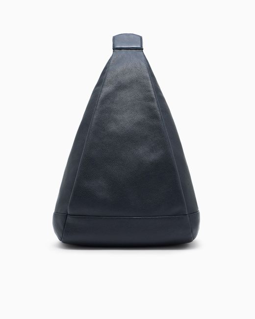 Giorgio Armani Blue Pebbled Leather Sack Backpack for men