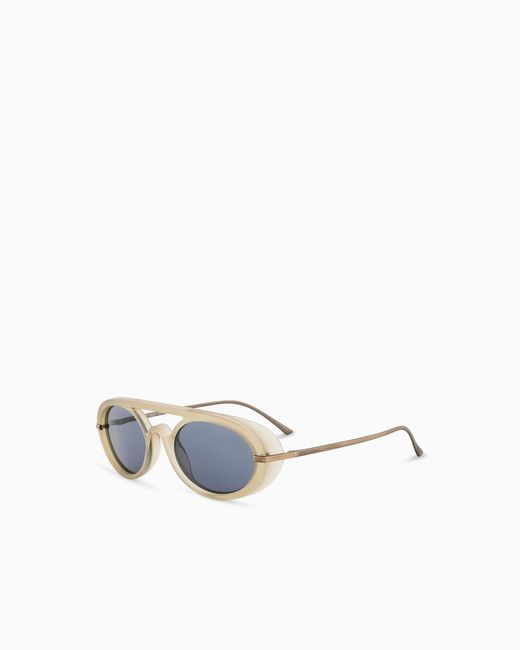 Giorgio Armani Blue Oval Sunglasses for men