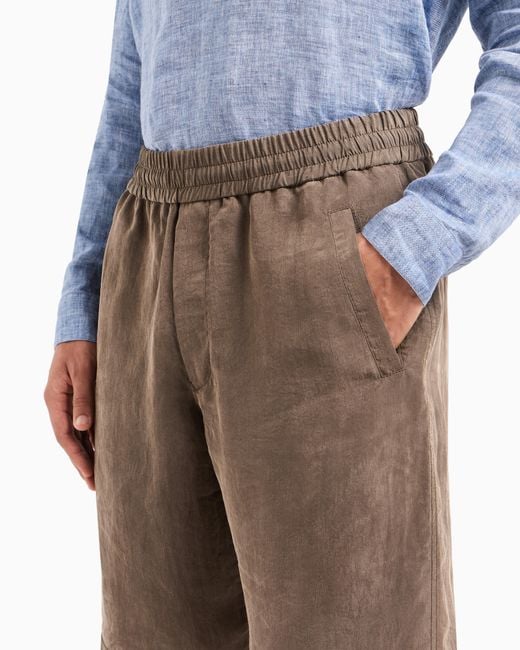 Bermudas De Tela De Lyocell Efecto Desteñido Giorgio Armani de hombre de color Natural