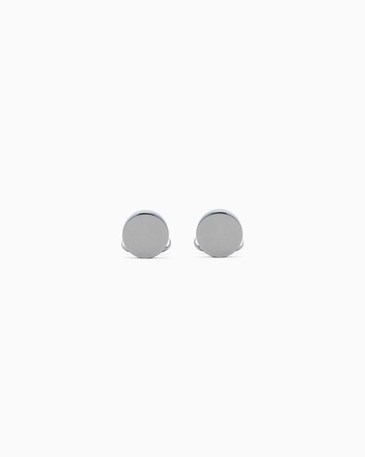Giorgio Armani White Sterling Round Cufflinks for men