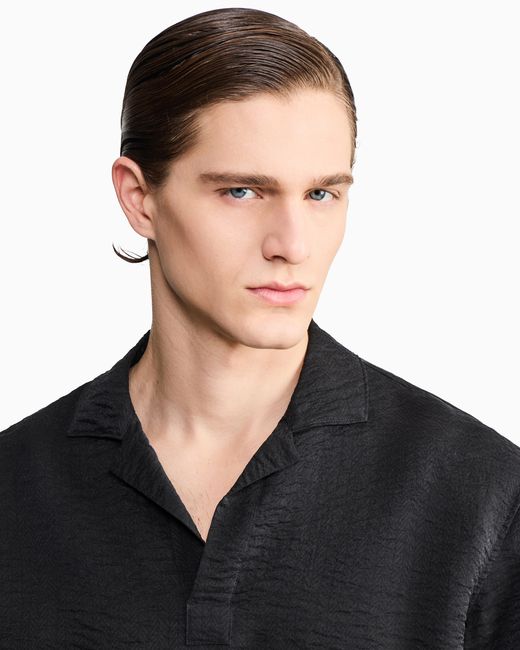 Giorgio Armani Black Jacquard Polo for men