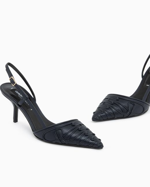 Giorgio Armani White Decollete Shoe With Cornely Details And Leather Upper