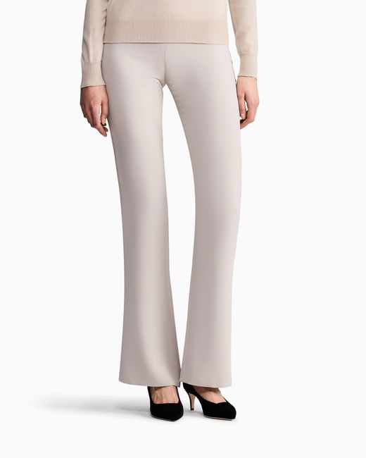 Giorgio Armani White Wide Leg Pure Silk Trousers With Pleats