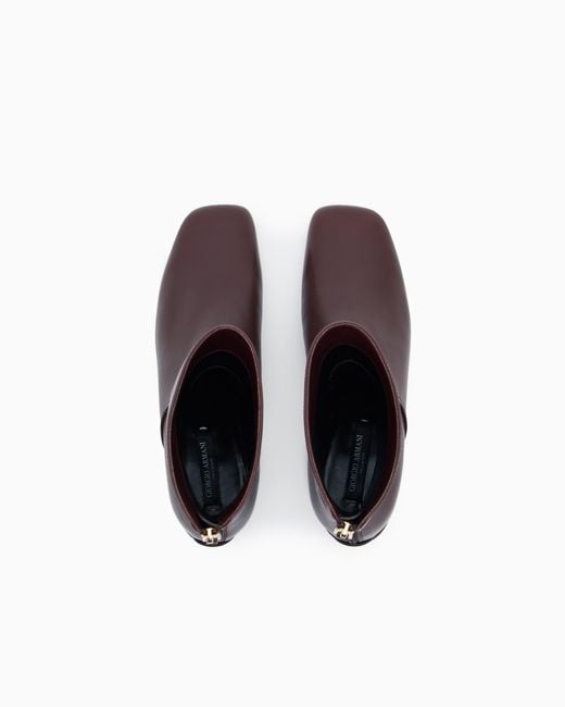 Giorgio Armani Purple Leather Ankle Boots