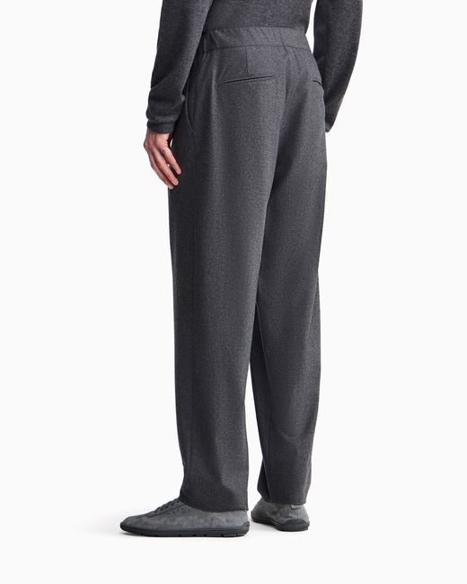 Giorgio Armani Gray Trouser Cashmere Regular Fit Solid Stretch Drap for men