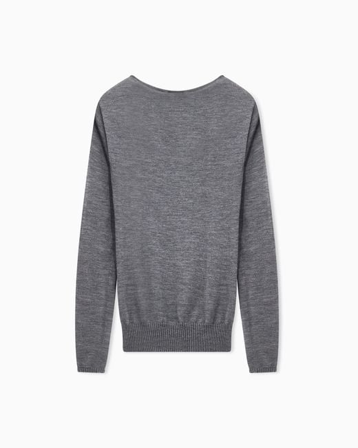 Giorgio Armani Gray Sweater Seamless Cashmere Round Neck Long Sleeve