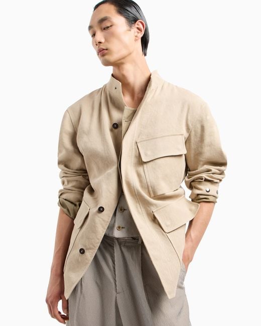 Giorgio Armani Natural Hemp And Cotton Pea Coat for men