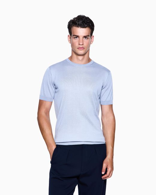 Giorgio Armani Blue Slim-Fit Sweater for men