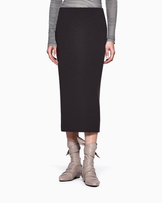 Giorgio Armani Black Midirock Aus Elastischem Woll-Crêpe