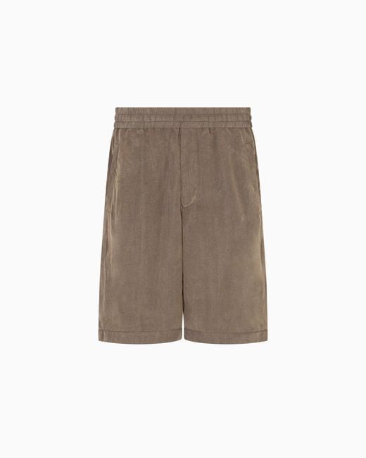 Bermudas De Tela De Lyocell Efecto Desteñido Giorgio Armani de hombre de color Natural