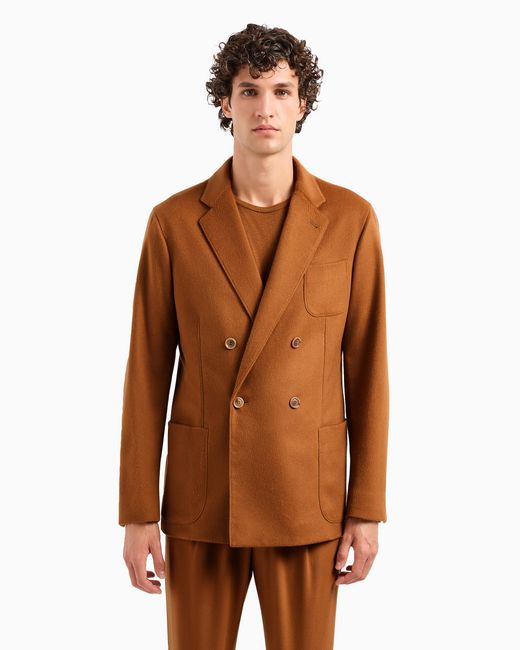 Giorgio Armani Brown Vicuña Double-Breasted Jacket for men