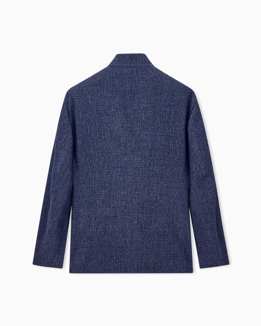 Giorgio Armani Blue Blazer Regular Fit Denim-Effect Froissé Wool Silk Cashmere for men