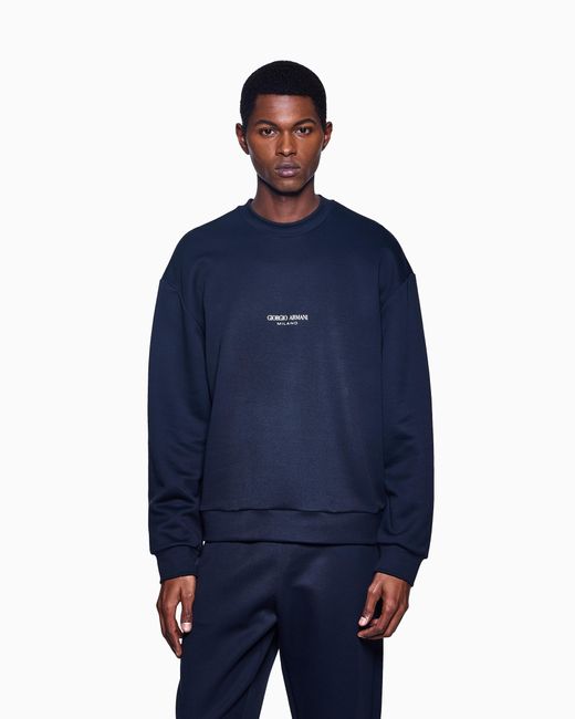 Giorgio Armani Blue Micromodal Jersey Crew-Neck Sweatshirt for men