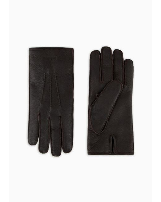 Giorgio Armani Black Deerskin Gloves for men