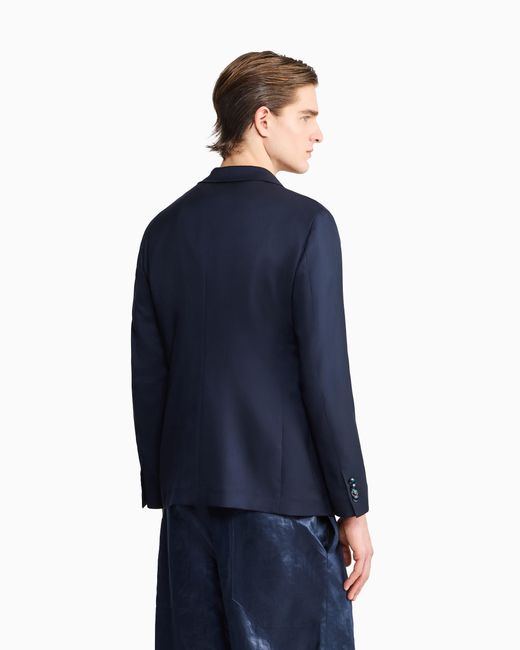 Giorgio Armani Blue Upton Line Double-Breasted Jacket for men