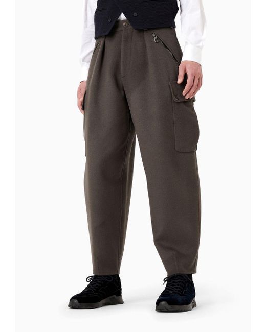 Giorgio Armani Multicolor Double-cashmere Cloth Cargo Trousers for men
