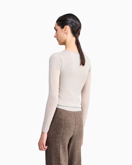 Giorgio Armani White Sweater Sweaters Seamless Cashmere Round Neck Long Sleeve