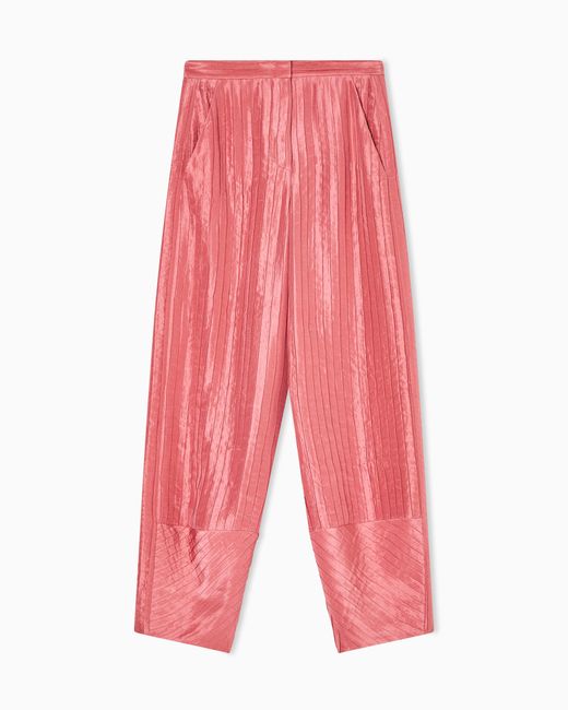 Giorgio Armani Red Wide Pleated Silk Trousers