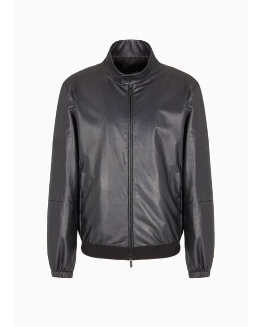 Giorgio Armani Gray Nappa-leather Blouson for men