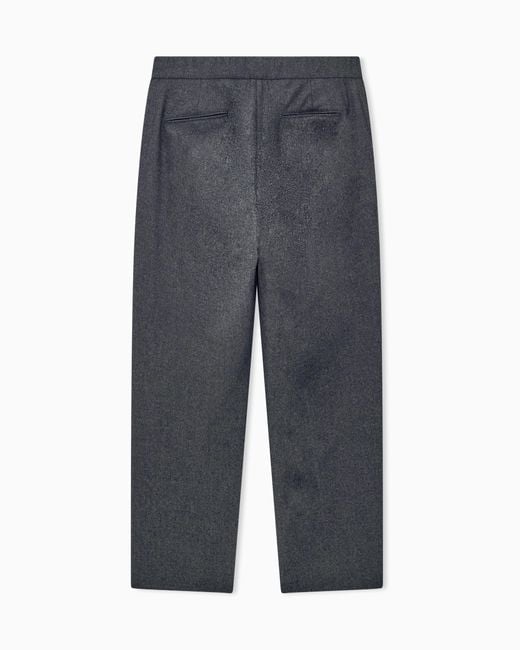 Giorgio Armani Gray Trouser Cashmere Regular Fit Solid Stretch Drap for men