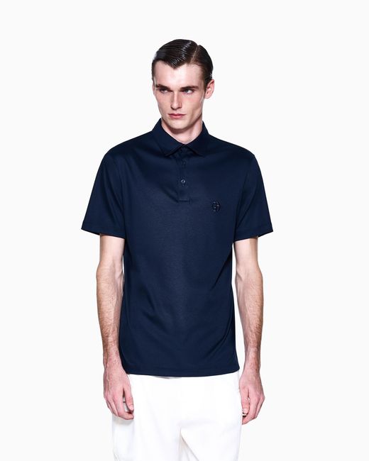 Giorgio Armani Blue Interlock Polo for men