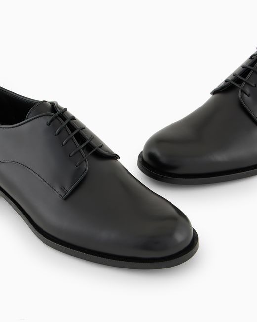 Giorgio Armani Black Leather Derby Shoes for men