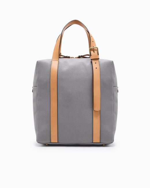 Giorgio Armani Blue Canvas Shopper Bag With Leather Details for men