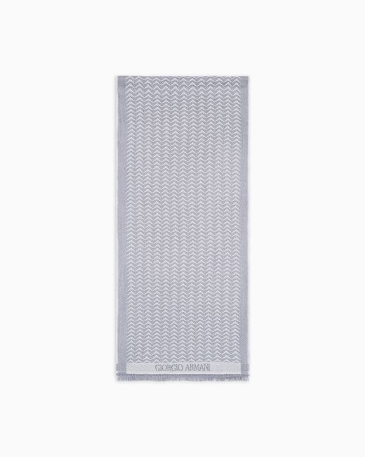 Giorgio Armani Gray Jacquard Virgin-Wool Scarf for men