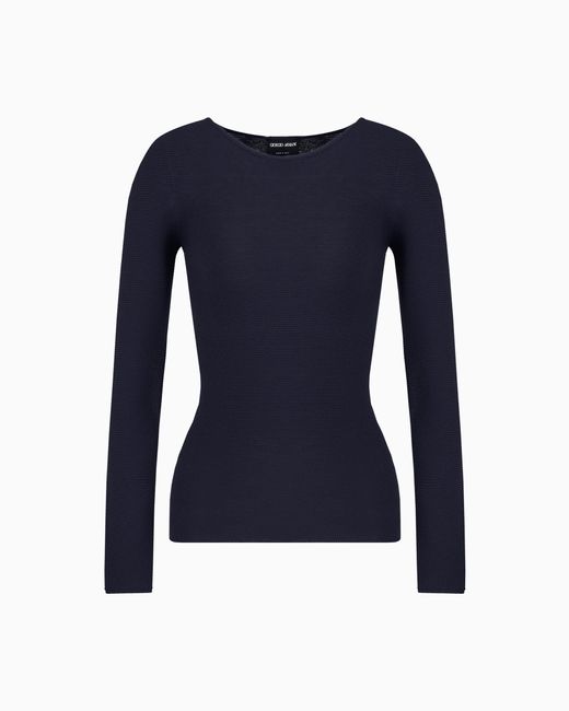 Giorgio Armani White Links-Stitch Viscose Long-Sleeved Jumper