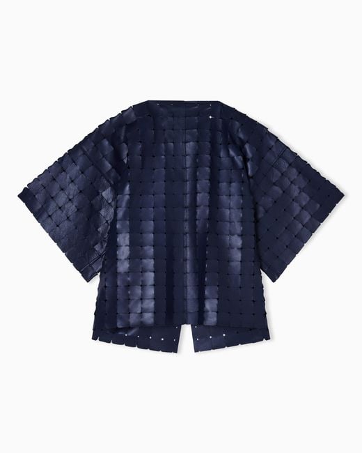 Giorgio Armani Blue Carved Nappa Lambskin Jacket