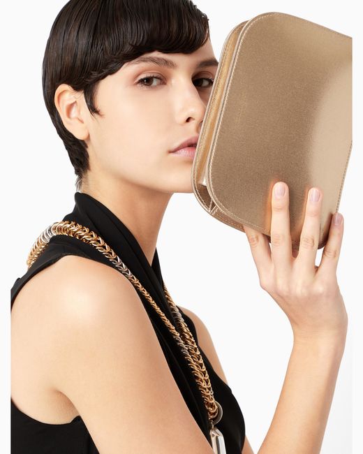 Giorgio Armani Natural Lamé-Satin La Prima Clutch Bag