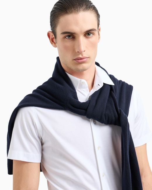 Giorgio Armani White Short-Sleeved, Cotton-Jersey Shirt for men