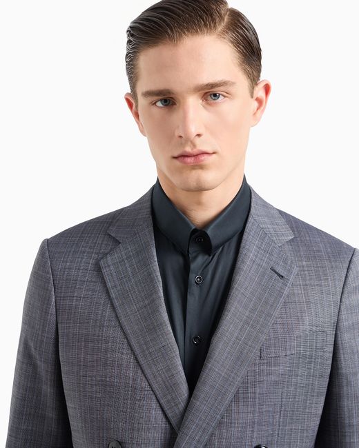 Giorgio Armani Blue Soho Line Double-Breasted Check Suit for men