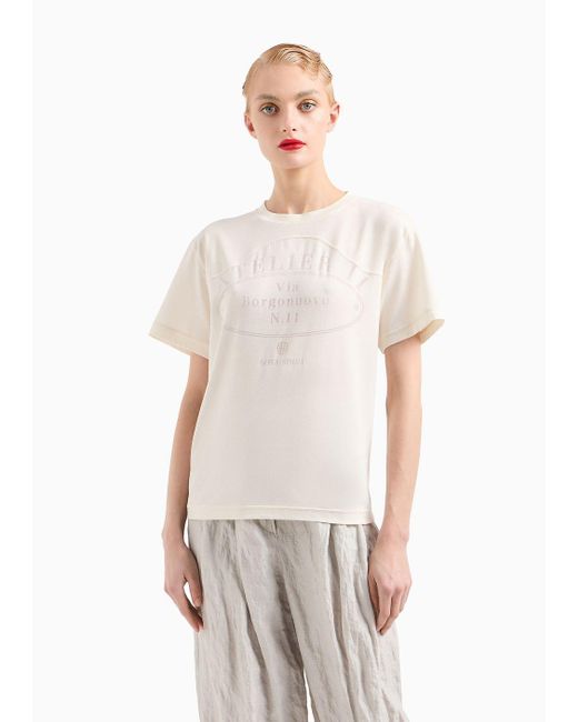 Giorgio Armani White Denim Collection Oversized Cotton-blend Jersey T-shirt